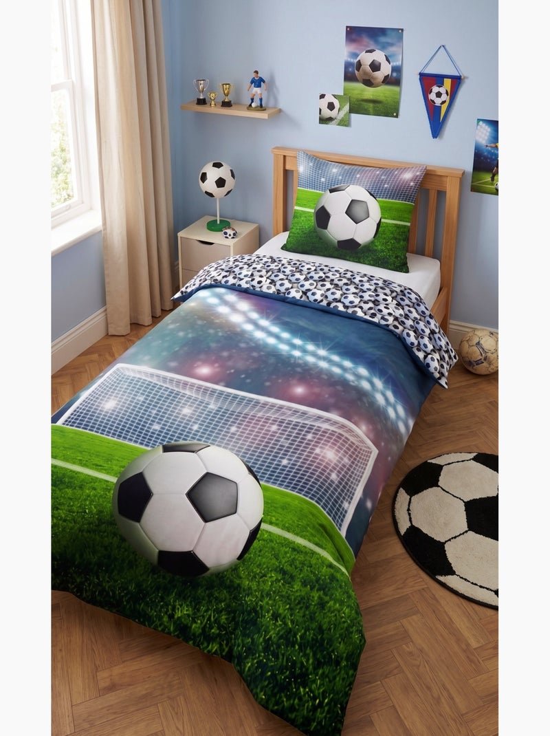 Parure de Lit Football Enfant, 100% Coton Oeko-Tex, Lit 1 place, STADE Multicolore - Kiabi