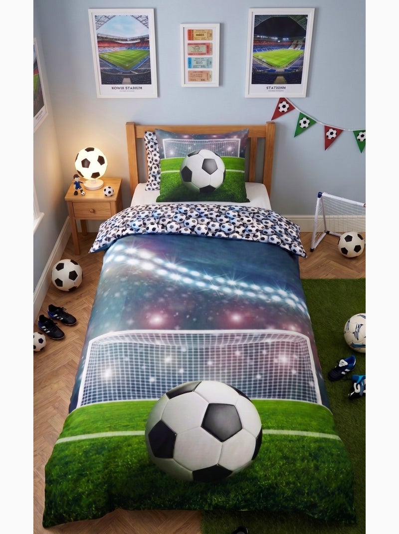 Parure de Lit Football Enfant, 100% Coton Oeko-Tex, Lit 1 place, STADE Multicolore - Kiabi