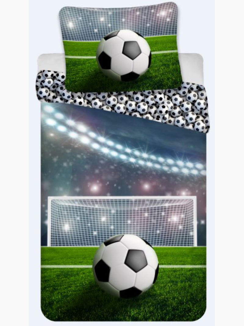 Parure de Lit Football Enfant, 100% Coton Oeko-Tex, Lit 1 place, STADE Multicolore - Kiabi