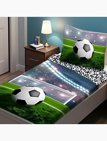 Parure de Lit Football Enfant, 100% Coton Oeko-Tex, Lit 1 place, STADE