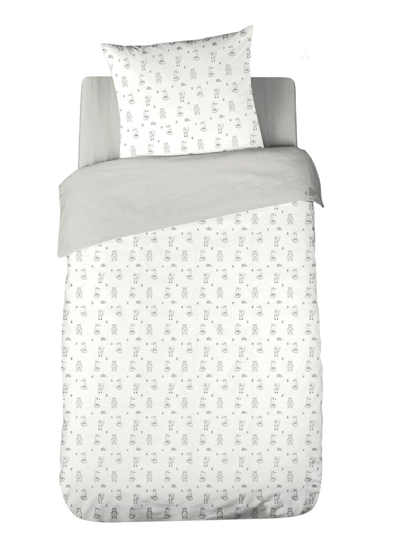 Parure de lit FORET double gaze de coton Gris - Kiabi