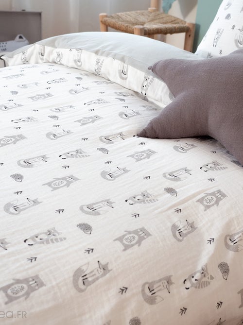 Parure de lit FORET double gaze de coton - Kiabi