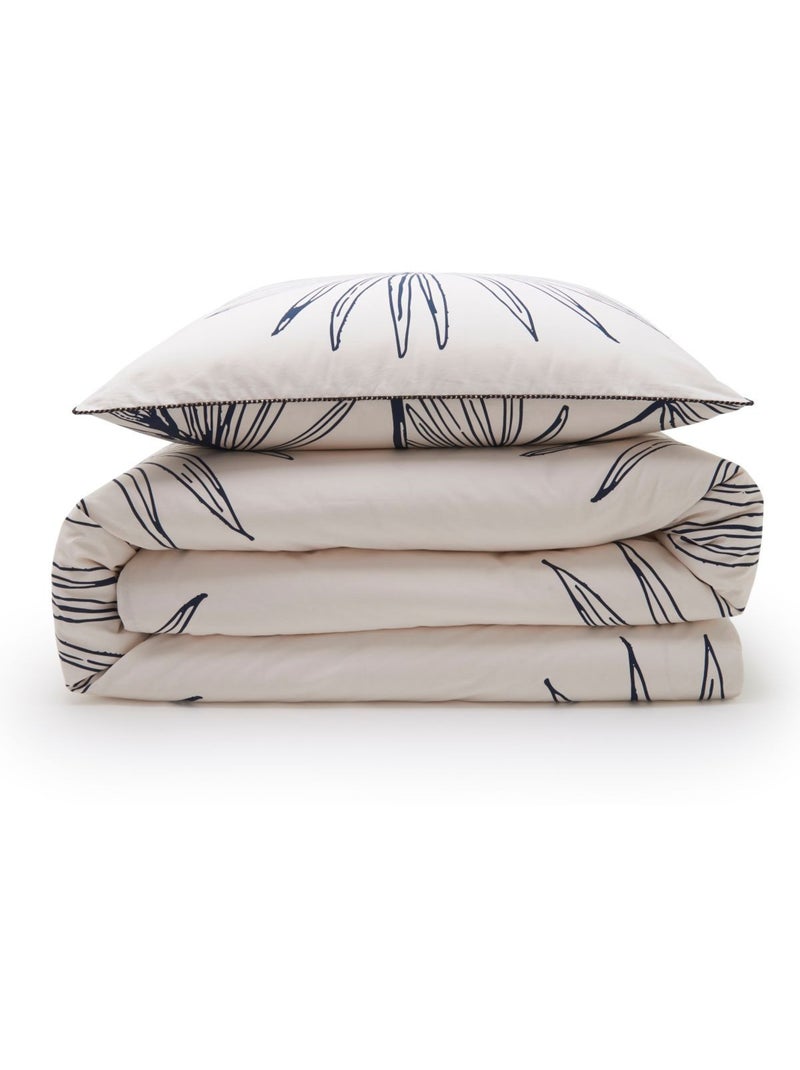 Parure de lit Future Home ORPHEE coton imprimé tropical réversible 240x260 Blanc Bleu - Kiabi