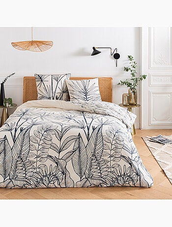 Parure de lit Future Home ORPHEE coton imprimé tropical réversible 240x260