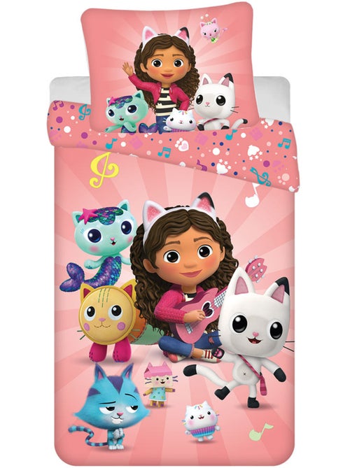 Parure de lit Gabby et la maison magique 140x200 cm - Housse de couette enfant - Kiabi