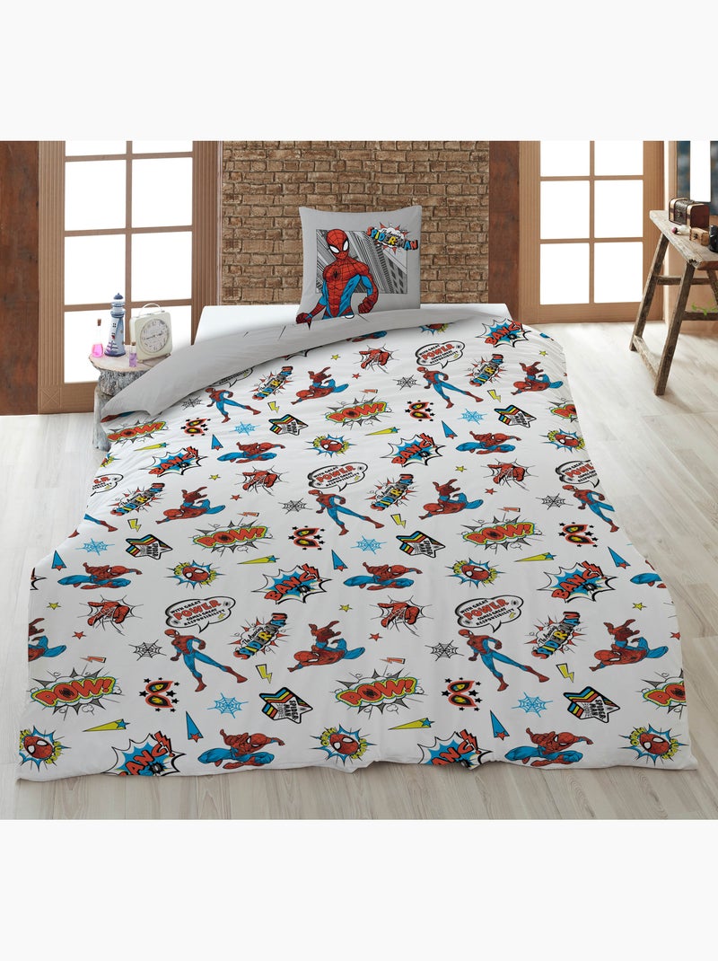 Parure de Lit Garçon Spider-Man Marvel 140x200 cm + Taie 65x65 cm 100% Coton Beige gris - Kiabi