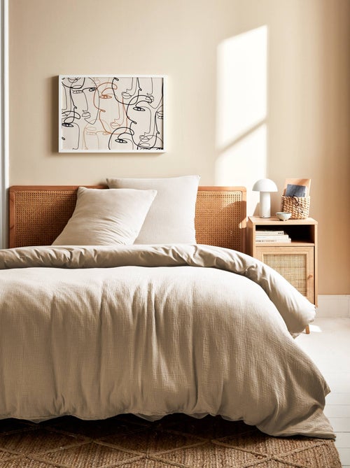 Parure de lit gaze de coton 2 places beige Alix - Kiabi