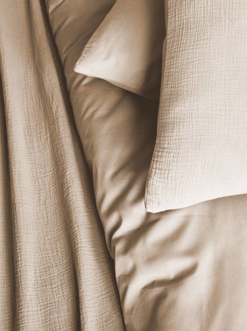Parure de lit gaze de coton 2 places beige Alix - Kiabi