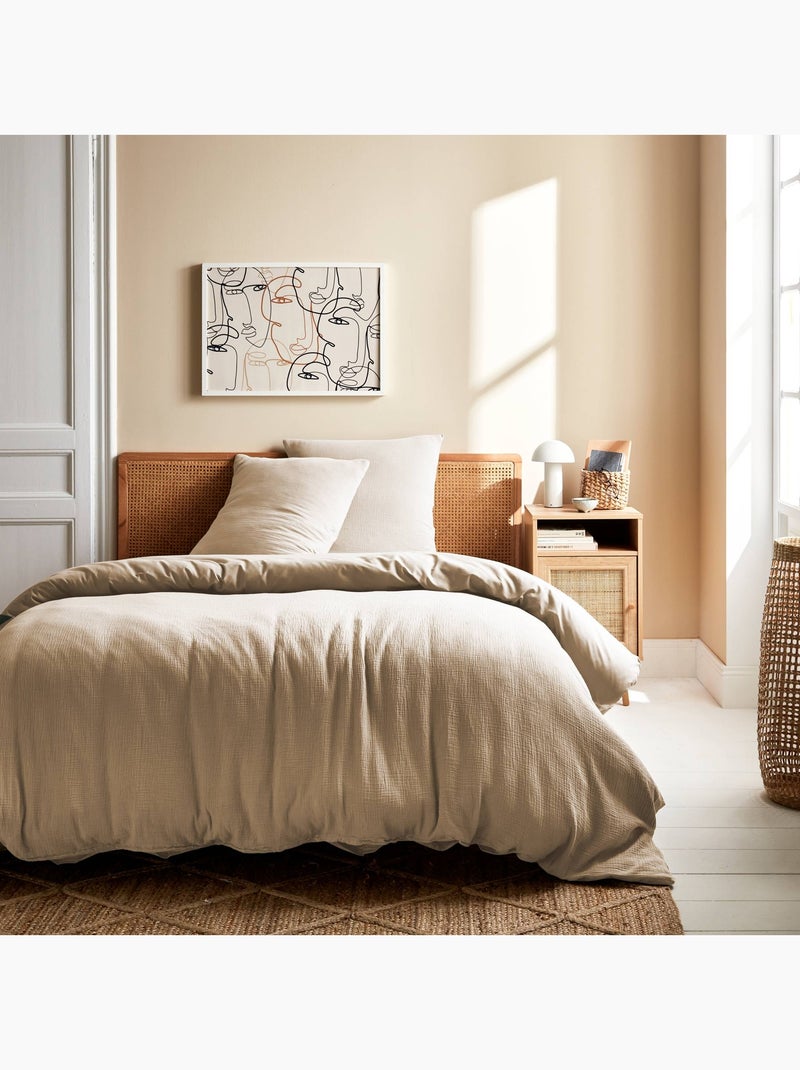 Parure de lit gaze de coton 2 places beige Alix Beige - Kiabi