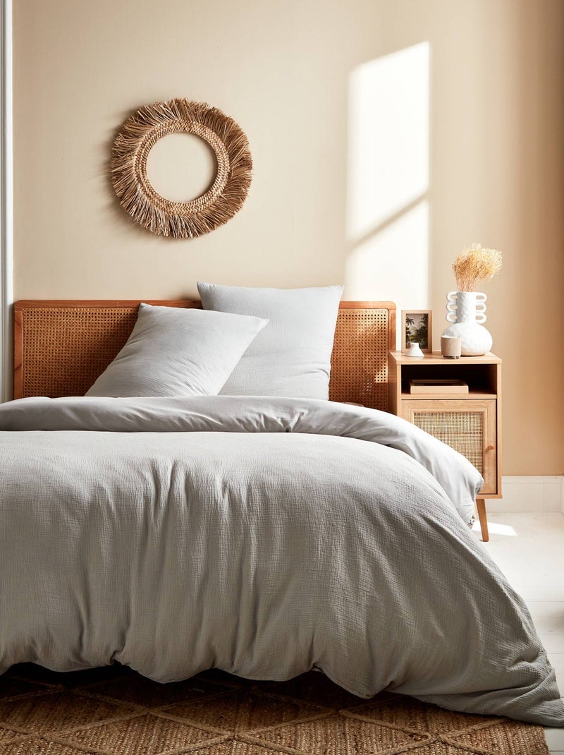 Parure de lit gaze de coton 2 places gris clair Alix Gris clair - Kiabi