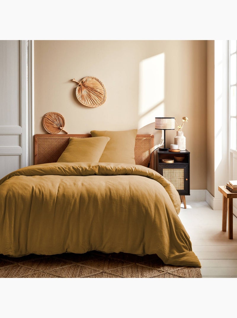 Parure de lit gaze de coton 2 places miel Alix Miel - Kiabi