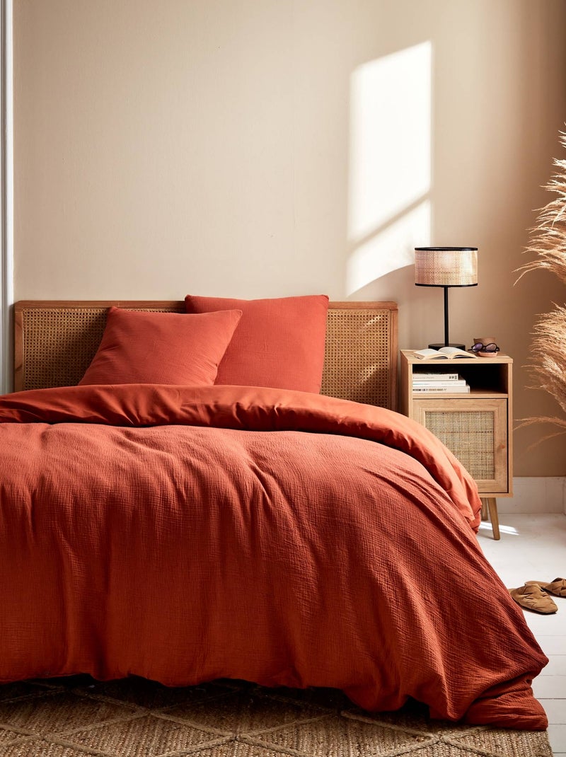 Parure de lit gaze de coton 2 places ocre Alix Jaune foncé - Kiabi