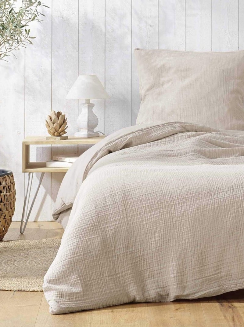 Parure de lit Gaze de coton Alia PROMO LINGE Beige sable - Kiabi