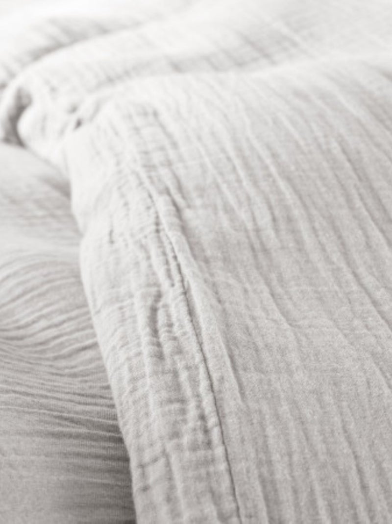 Parure de lit Gaze de coton Alia PROMO LINGE Gris clair - Kiabi
