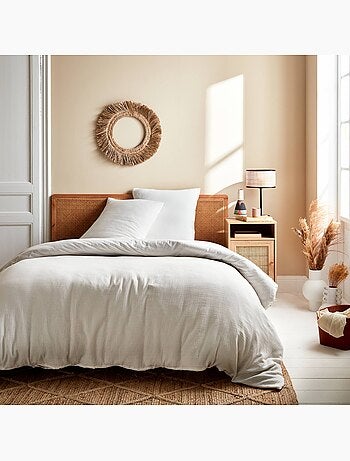 Parure de lit gaze de coton blanc Alix