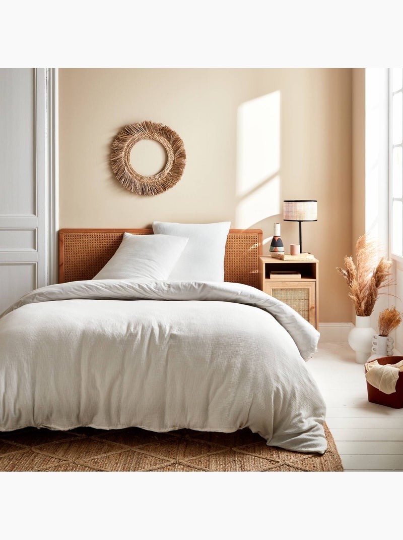 Parure de lit gaze de coton blanc Alix Blanc - Kiabi