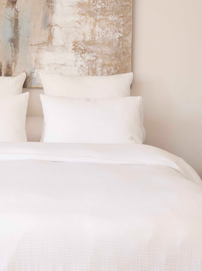 Parure de lit gaze de coton CASSIS Taie 50x70 cm Blanc - Kiabi