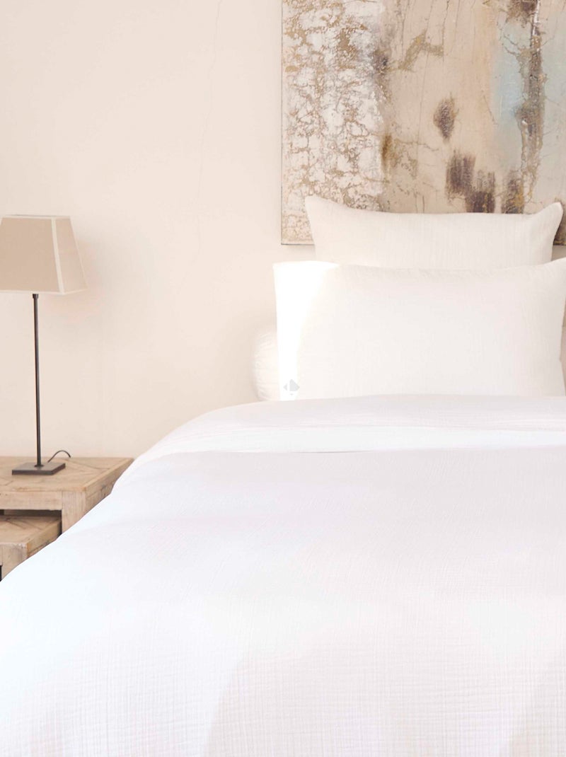 Parure de lit gaze de coton CASSIS Taie 65x65 cm Blanc - Kiabi