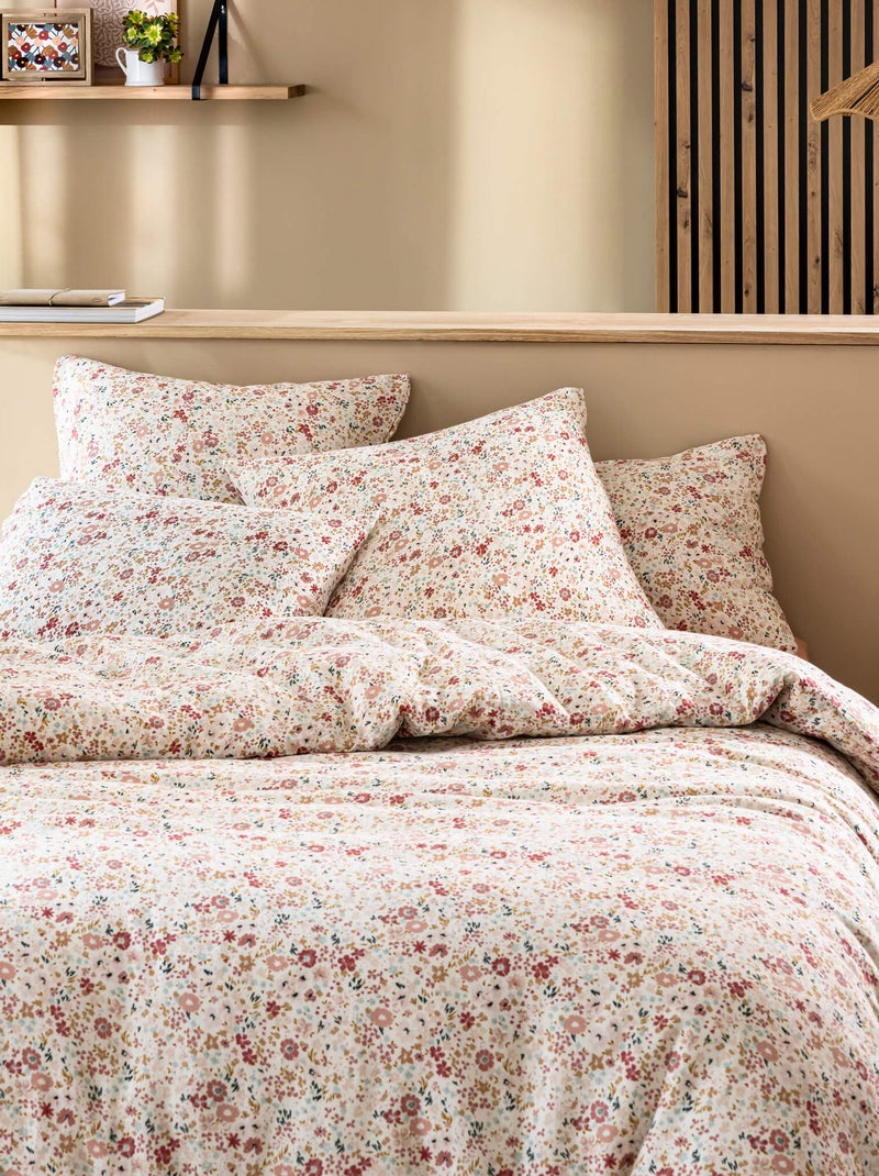 Parure de lit gaze de coton floral Beige - Kiabi