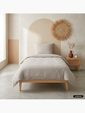 Parure de lit gaze de coton galet alix