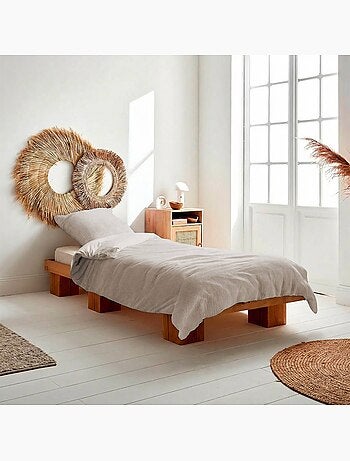 Parure de lit gaze de coton galet Alix