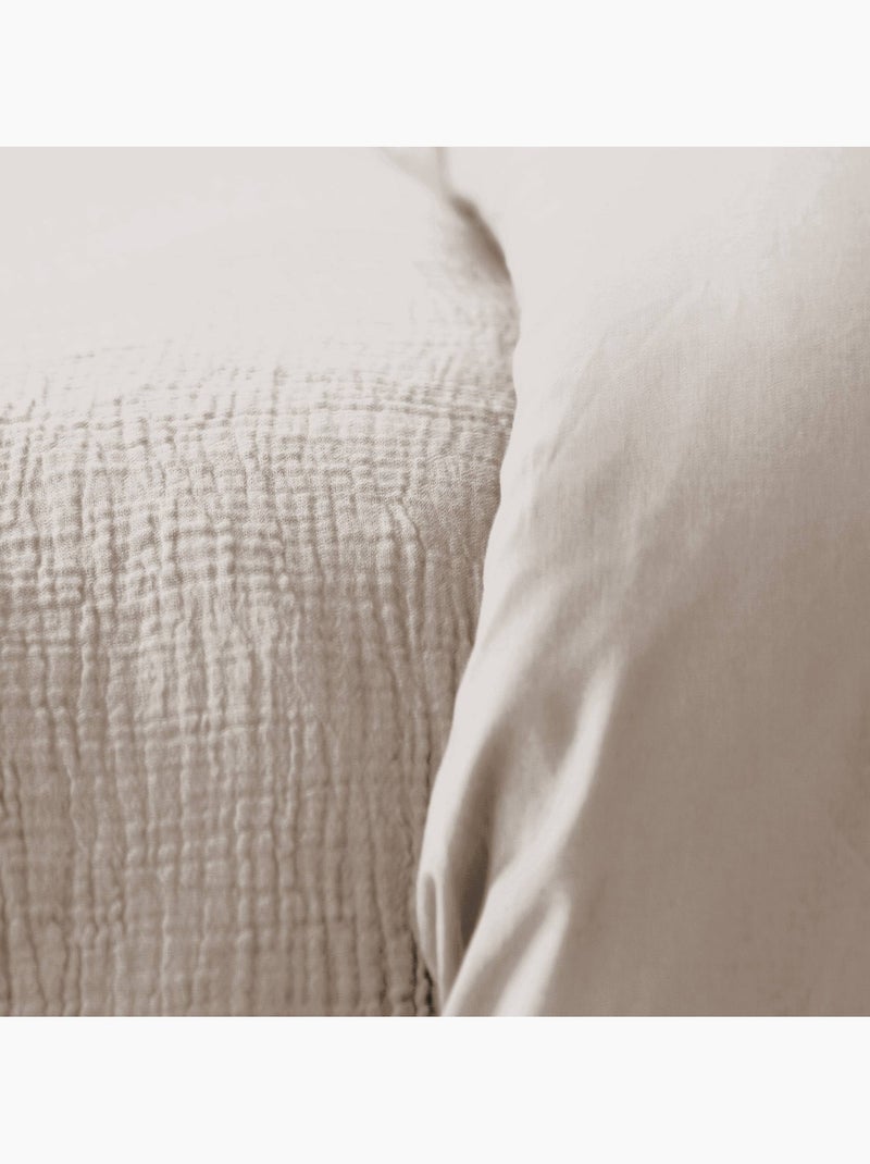 Parure de lit gaze de coton galet Alix Gris Gris Gris - Kiabi