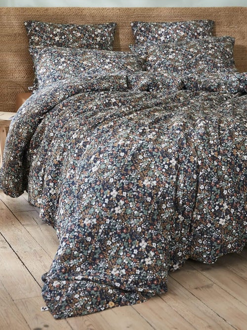 Parure de lit gaze de coton imprimé floral - Kiabi