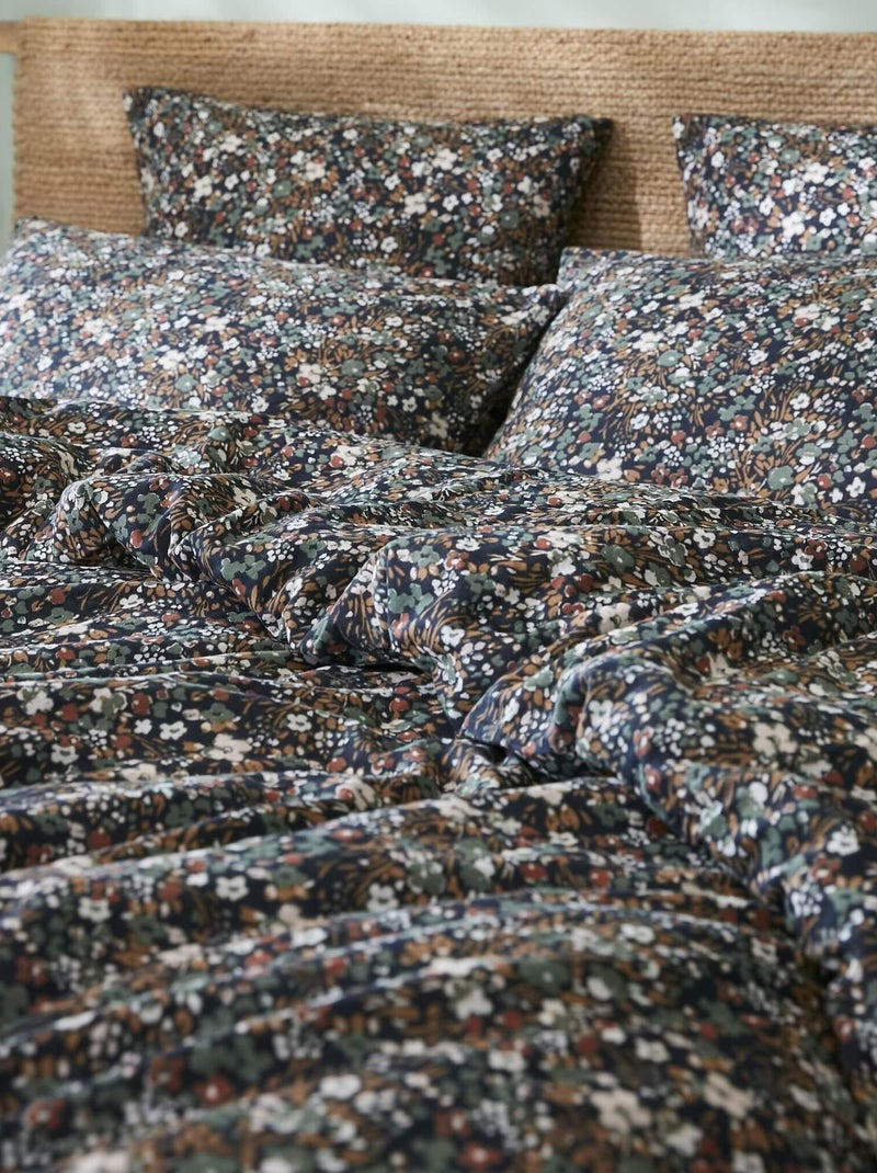 Parure de lit gaze de coton imprimé floral Bleu marine - Kiabi