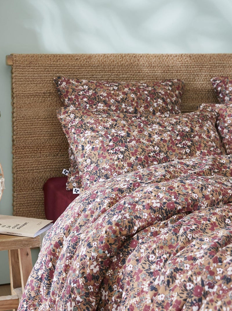 Parure de lit gaze de coton imprimé floral Marron - Kiabi