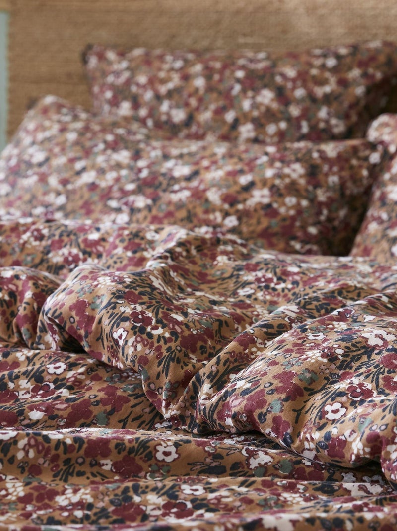 Parure de lit gaze de coton imprimé floral Marron - Kiabi