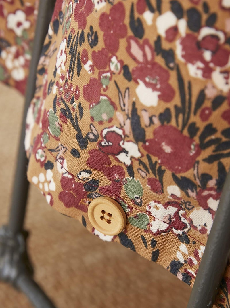 Parure de lit gaze de coton imprimé floral Marron - Kiabi