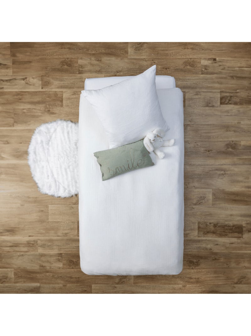 Parure de lit gaze de coton lili Blanc - Kiabi