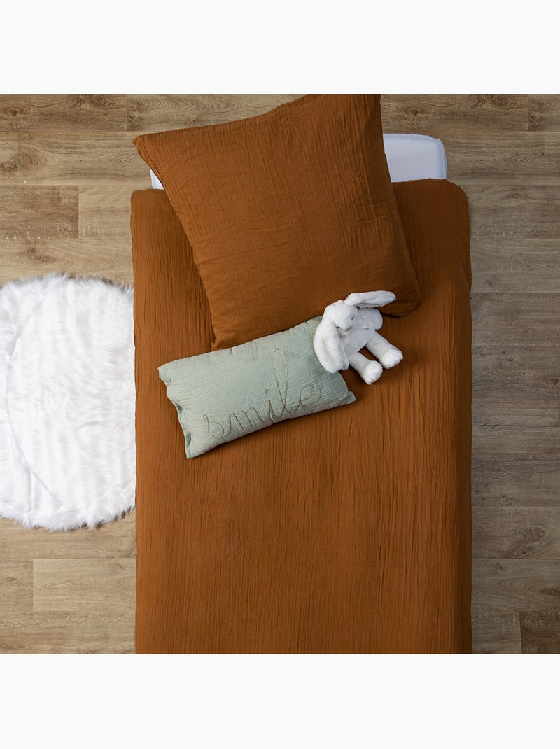Parure de lit gaze de coton LILI Marron - Kiabi