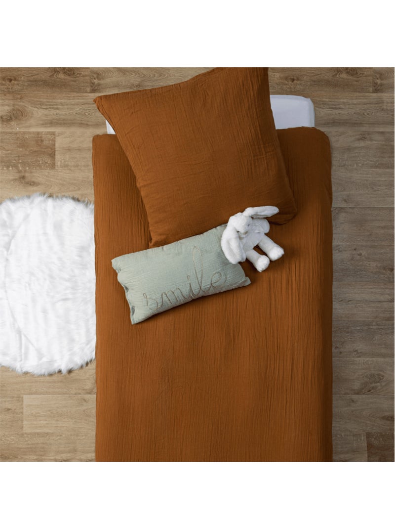 Parure de lit gaze de coton LILI Marron - Kiabi