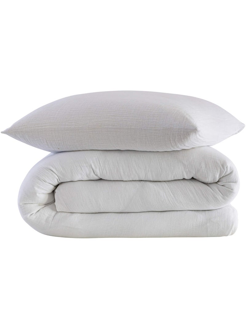 Parure de lit gaze de coton NOA Blanc - Kiabi