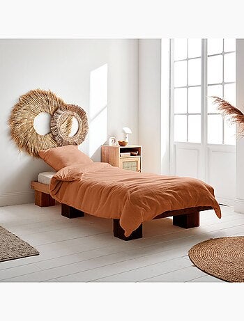 Parure de lit gaze de coton terracotta Alix