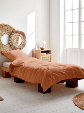 Parure de lit gaze de coton terracotta Alix