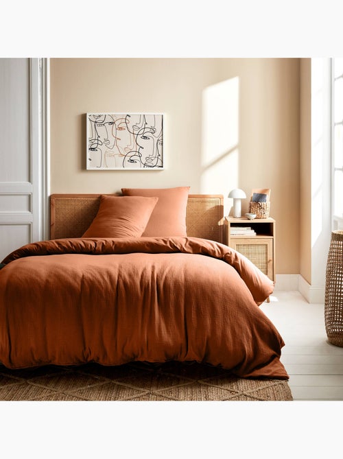 Parure de lit gaze de coton terracotta Alix - Kiabi