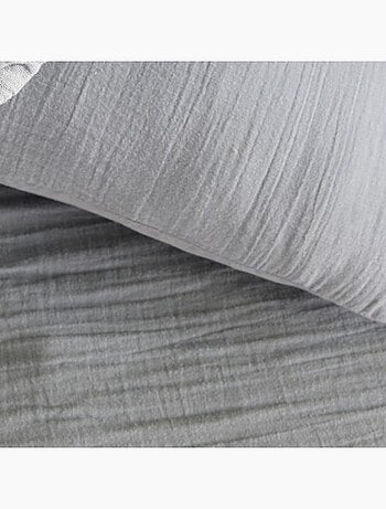 Parure de lit gaze de coton unie ACIER ESSENTIAL
