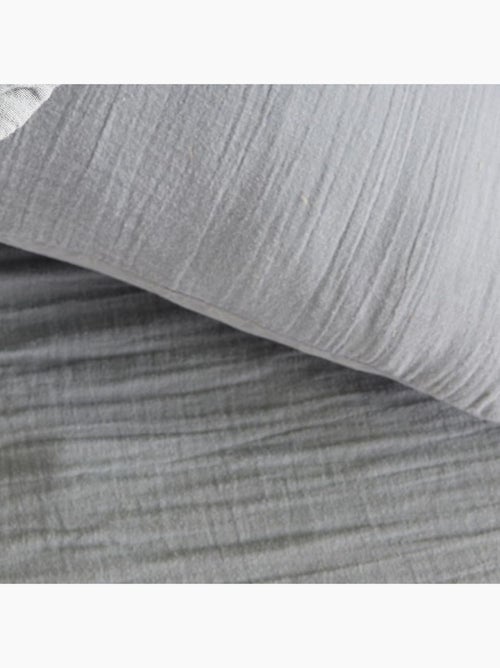 Parure de lit gaze de coton unie ACIER ESSENTIAL - Kiabi