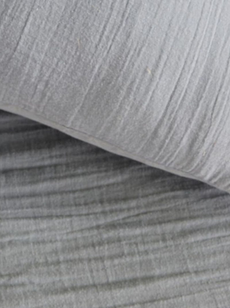 Parure de lit gaze de coton unie ACIER ESSENTIAL Gris - Kiabi