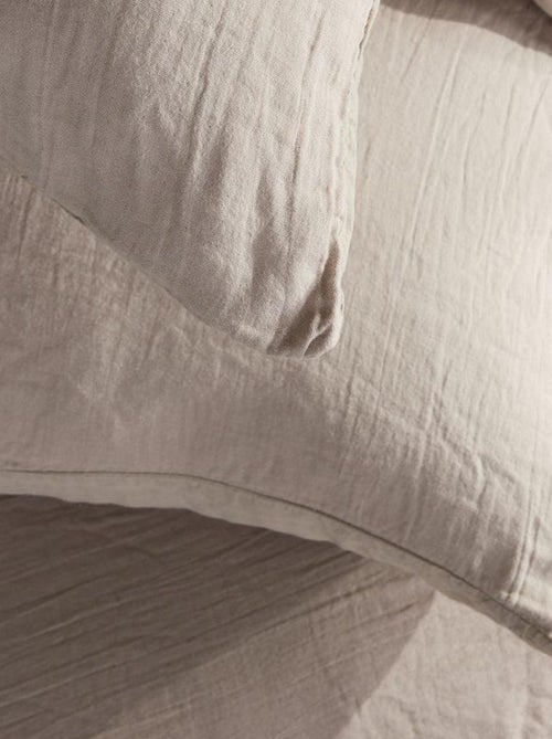 Parure de lit gaze de coton unie DUNE ESSENTIAL - Kiabi