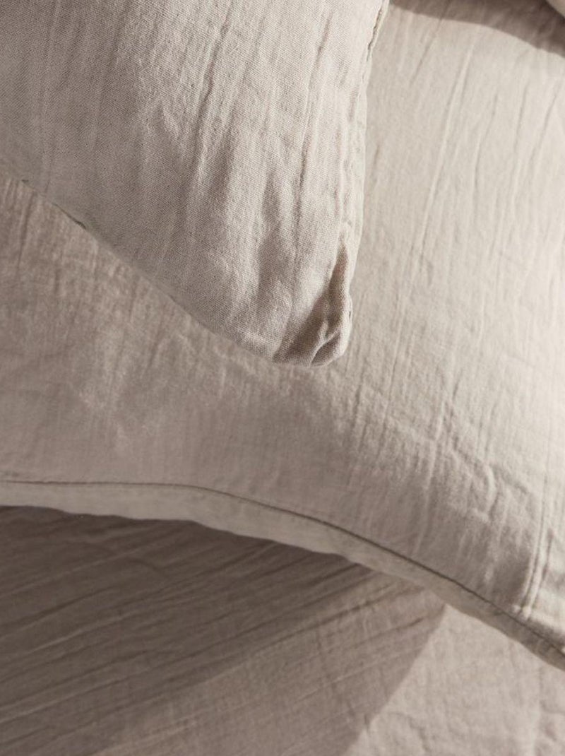 Parure de lit gaze de coton unie DUNE ESSENTIAL Beige - Kiabi