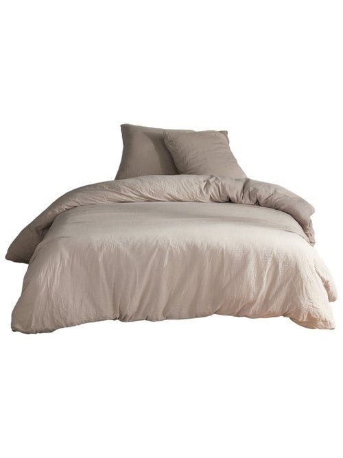 Parure de lit gaze de coton unie DUNE ESSENTIAL - Kiabi