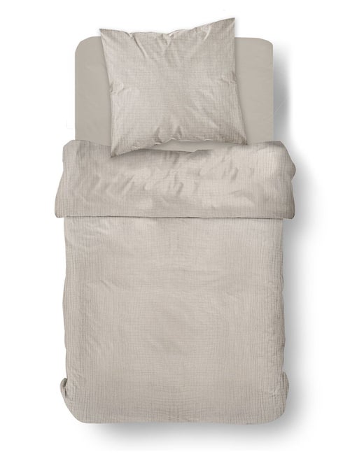 Parure de lit gaze de coton unie DUNE ESSENTIAL - Kiabi