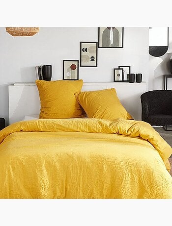 Parure de lit gaze de coton unie OCRE ESSENTIAL