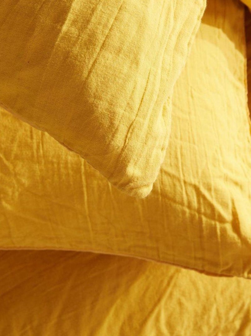 Parure de lit gaze de coton unie OCRE ESSENTIAL Jaune - Kiabi