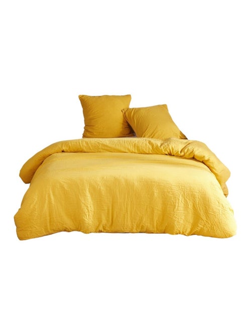 Parure de lit gaze de coton unie OCRE ESSENTIAL - Kiabi