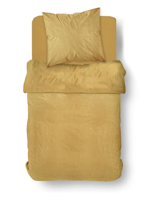 Parure de lit gaze de coton unie OCRE ESSENTIAL - Kiabi