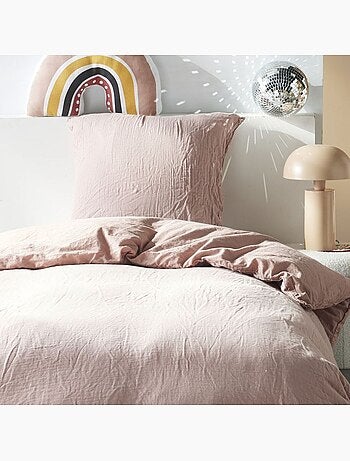 Parure de lit gaze de coton unie ROSE ESSENTIAL